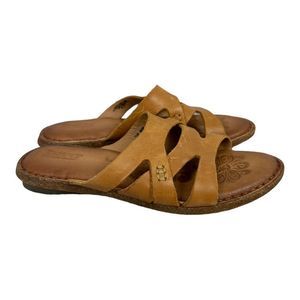 Born Tepati F20941 Criss Cross Leather Slip-On Comfort Slides Sandals Women's 7